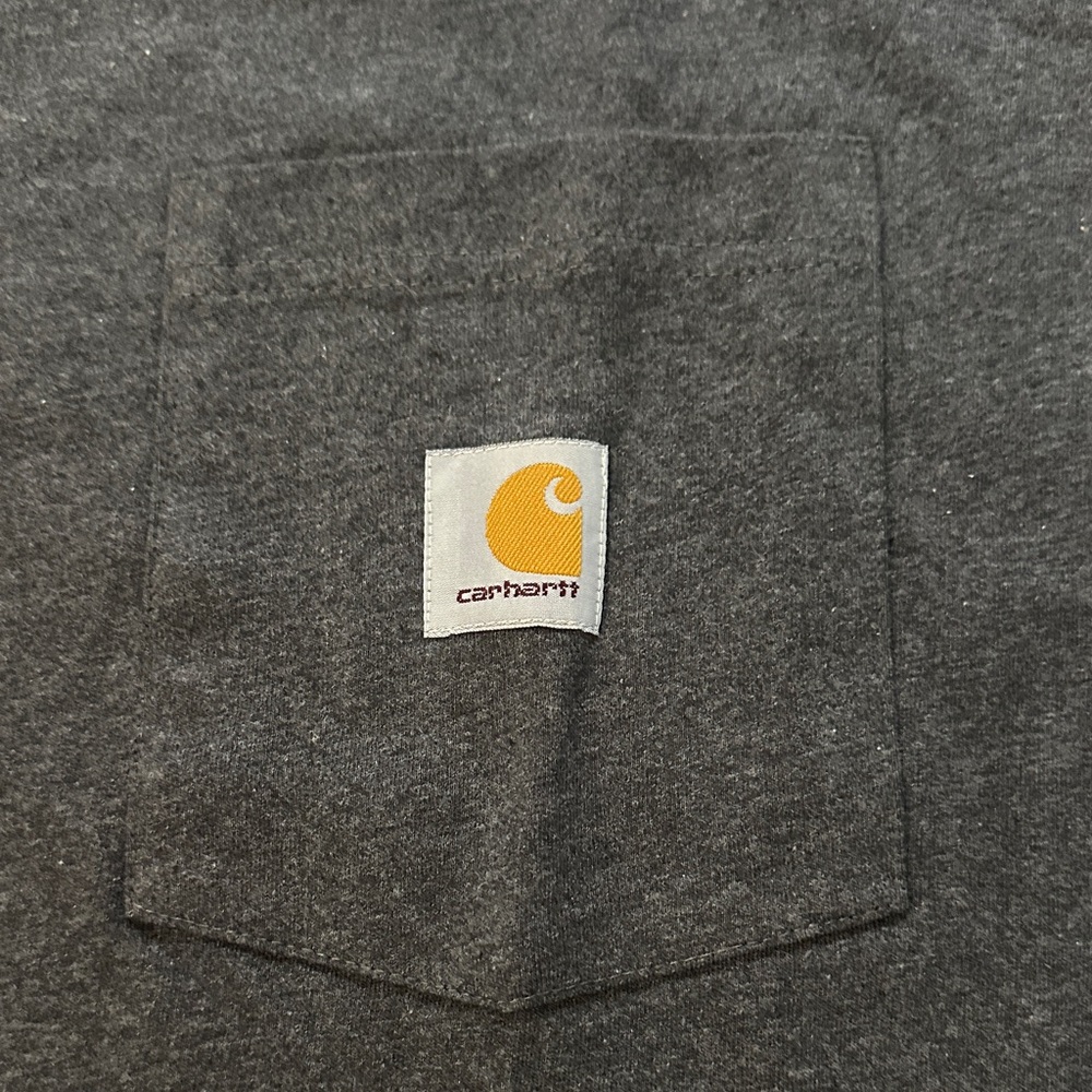 Men’s Carhartt Heathered Charcoal Cotton Pocketed Short Sleeve Tee - Picture 3 of 10